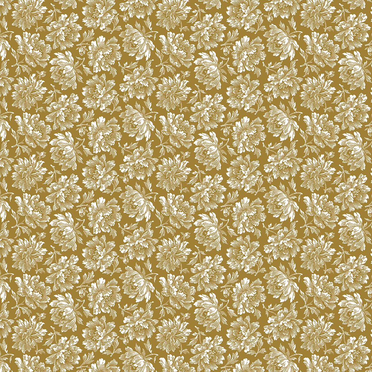 Seamless floral pattern with white flowers and leaves on a muted green background, perfect for the 12x12 Francesca Main Floral Green Cardstock (5 sheets).