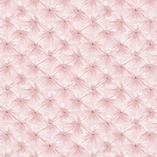 The 12x12 Francesca Tufted Pink Cardstock features a light pink, diamond-grid tufted pattern with button details. Pack includes 5 double-sided sheets, perfect for archival use and part of the Francesca collection.