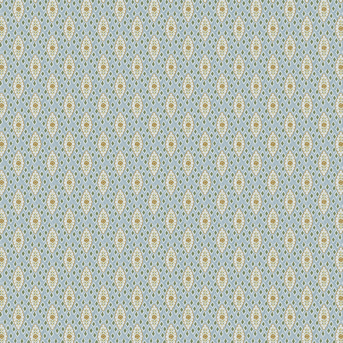 Green floral vine pattern on 12x12 cardstock, featuring evenly spaced geometric shapes—part of the Francesca collection. Includes 5 sheets and ideal for archival use.
