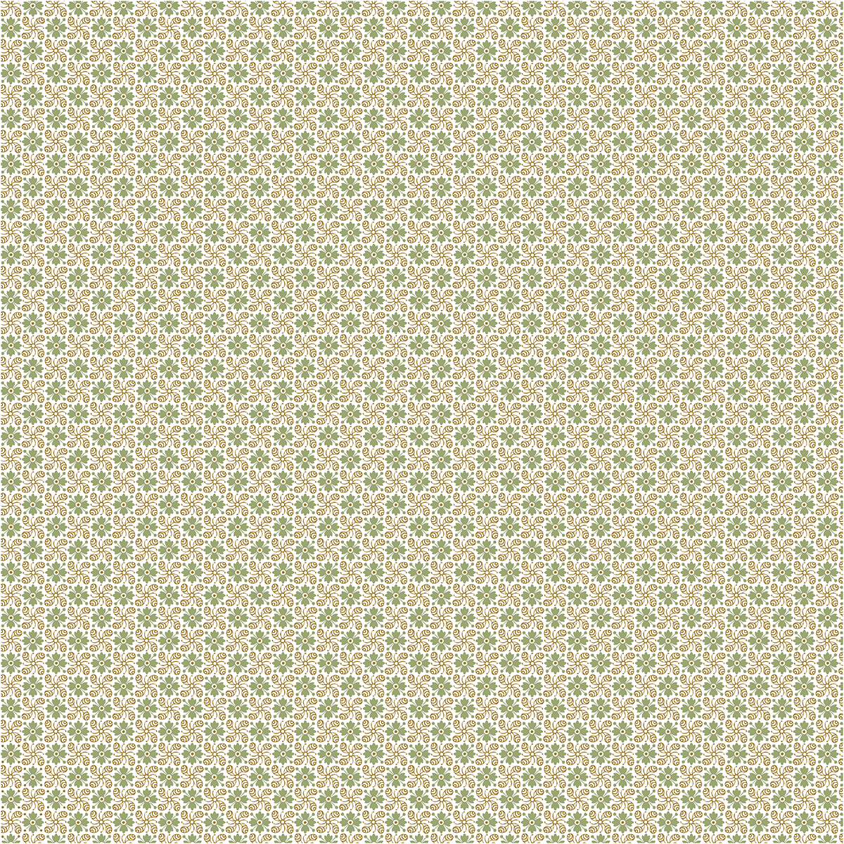 12x12 Francesca Damask Green Text Paper (5 sheets) features a uniform green and tan geometric floral pattern on white, perfect for double-sided projects or archival use.