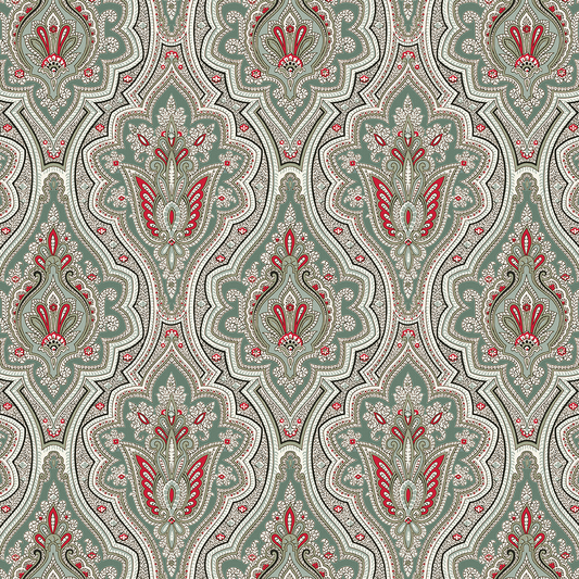 Elegant paisley pattern in green hues, designed on 12x12" cardstock. Includes 5 sheets—ideal for double-sided crafting and perfect to enhance your Christmas collection.