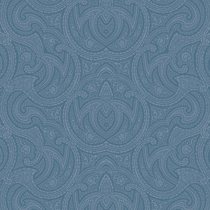 The 12x12 For Him Paisley Tonal Blue Text Paper (5 sheets) features intricate blue and light blue paisley patterns, ideal for archival use or festive Christmas-themed double-sided decorative projects.