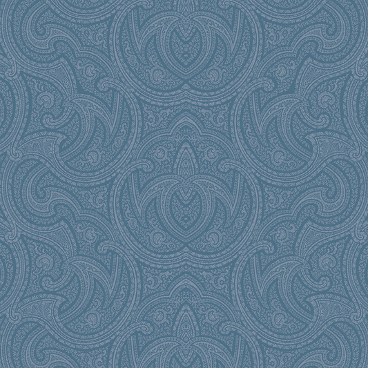 The 12x12 For Him Paisley Tonal Blue Text Paper (5 sheets) features intricate blue and light blue paisley patterns, ideal for archival use or festive Christmas-themed double-sided decorative projects.