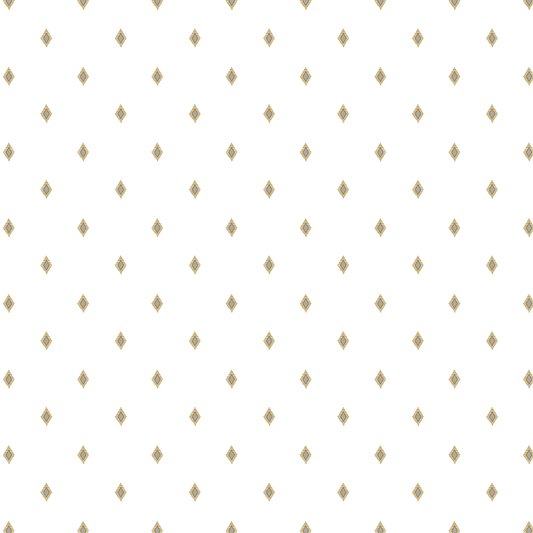The 12x12 For Him Quiet Medallion White Text Paper (5 sheets) features a repeating pattern of small gold diamond-shaped motifs on a white, acid and lignin free background.