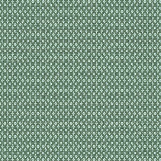 The 12x12 For Him Oval Medallion Green Text Paper features a green background with a repeating pattern of small, light blue diamond shapes—ideal for double-sided text or archival use. Includes 5 sheets, perfect for your Christmas collection.