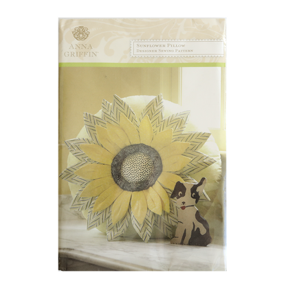 A dog-themed Sunflower Pillow Pattern, adding whimsy to any space.