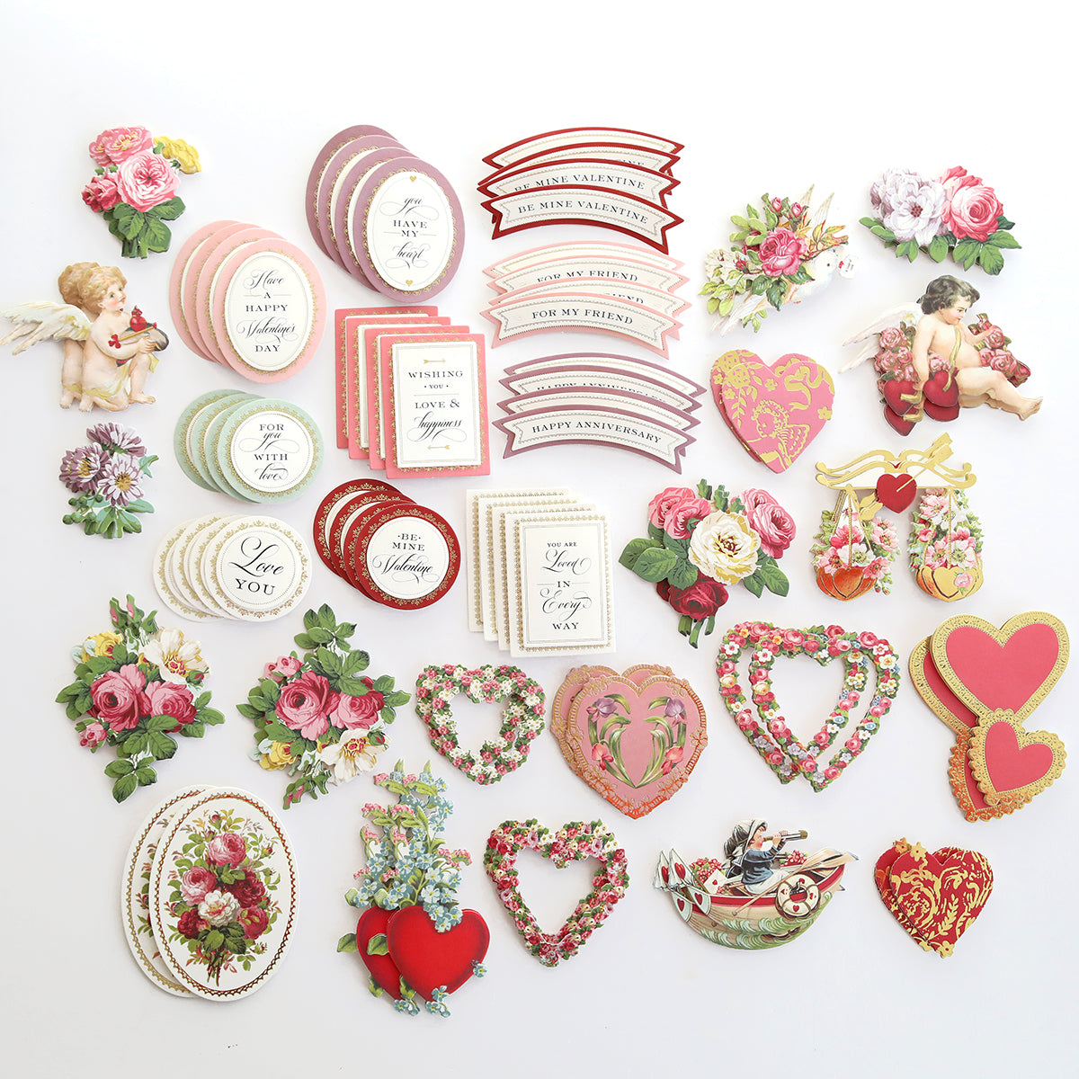 Anna Griffin 120 Mini Valentine Stickers & Sentiments New Complete selling