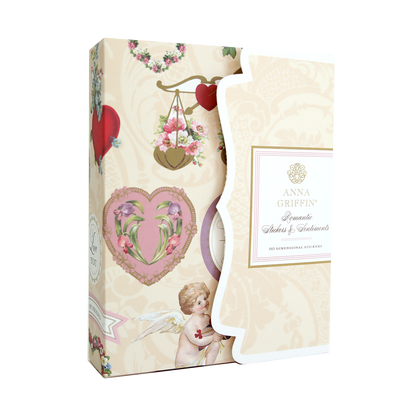 Anna Gilbert Romantic Stickers and Sentiments Valentine's Day Gift Set includes romantic sentiments and a storage folio.