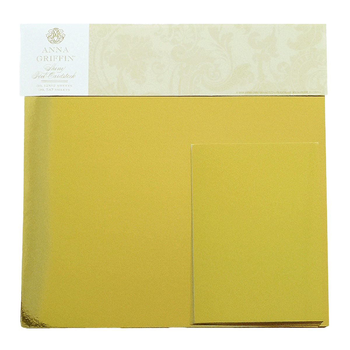 The Shiny Foil Cardstock Bundle, Gold features 250gsm shiny foil sheets with a decorative label at the top.