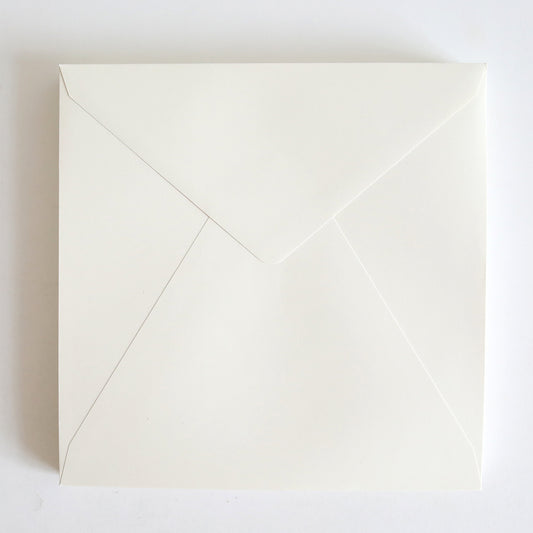 A 25 Pack Natural Envelope, each measuring 7.75" x 7.75", is shown sealed and viewed from the back on a white background.