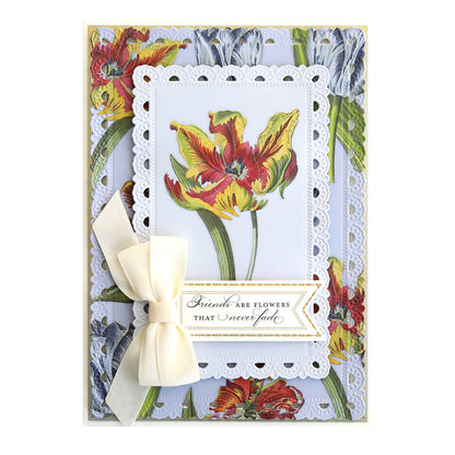 A thank you card embellished with Tulip Rub On Transfers.