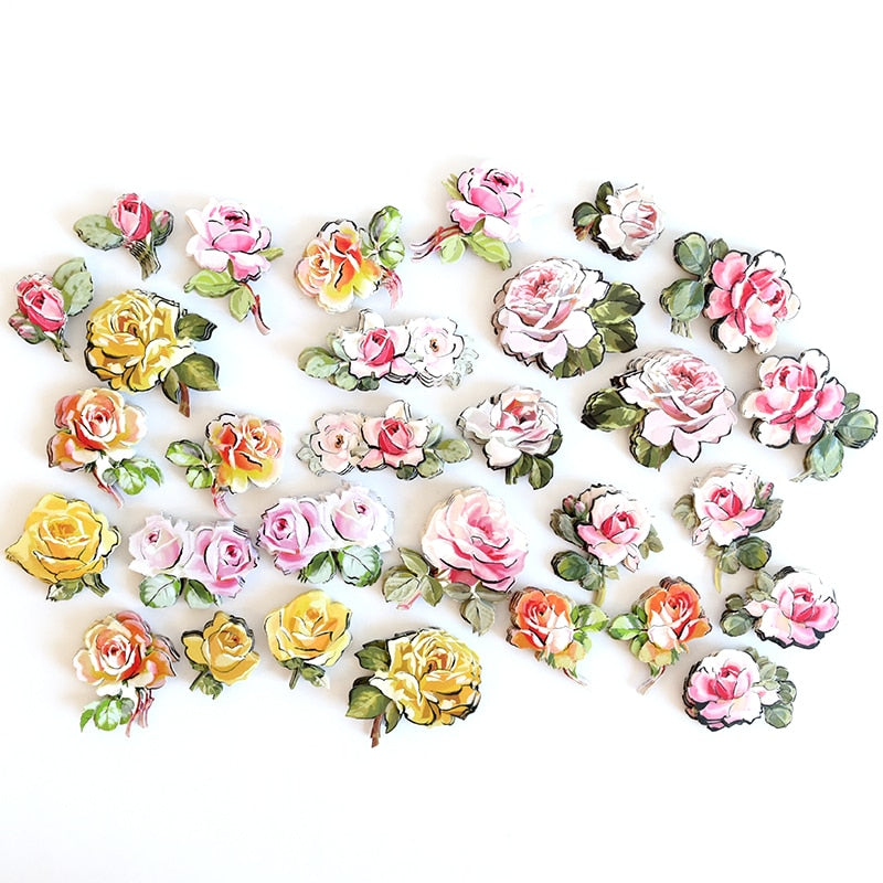 3D rose / or - Stickers muraux rose - Set élégant de 12 stickers