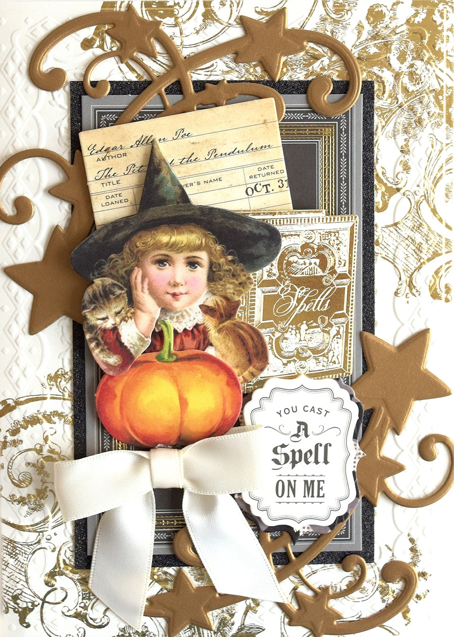 a close up of a card with a pumpkin.