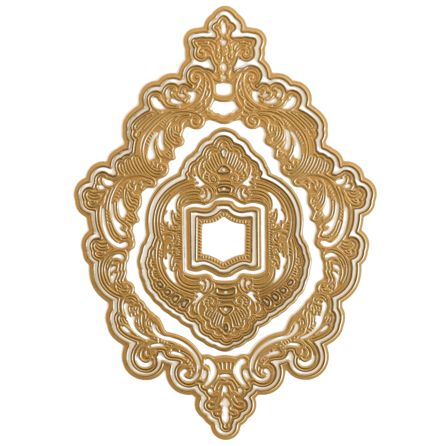 a green background with a gold design on it.