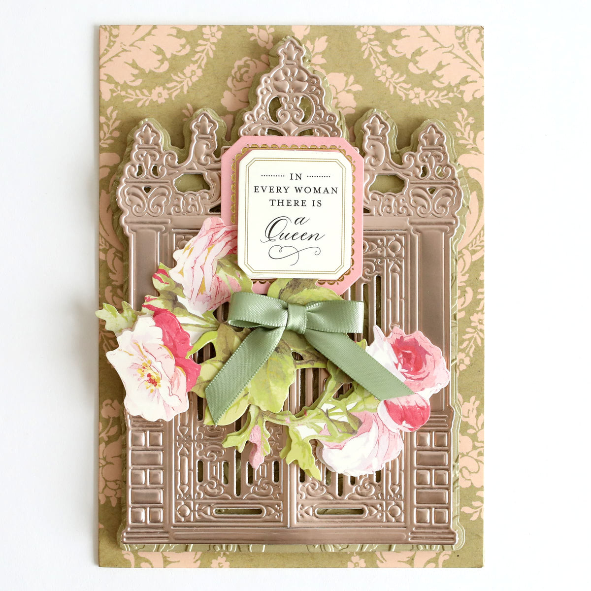 a close up of a card with flowers on it.