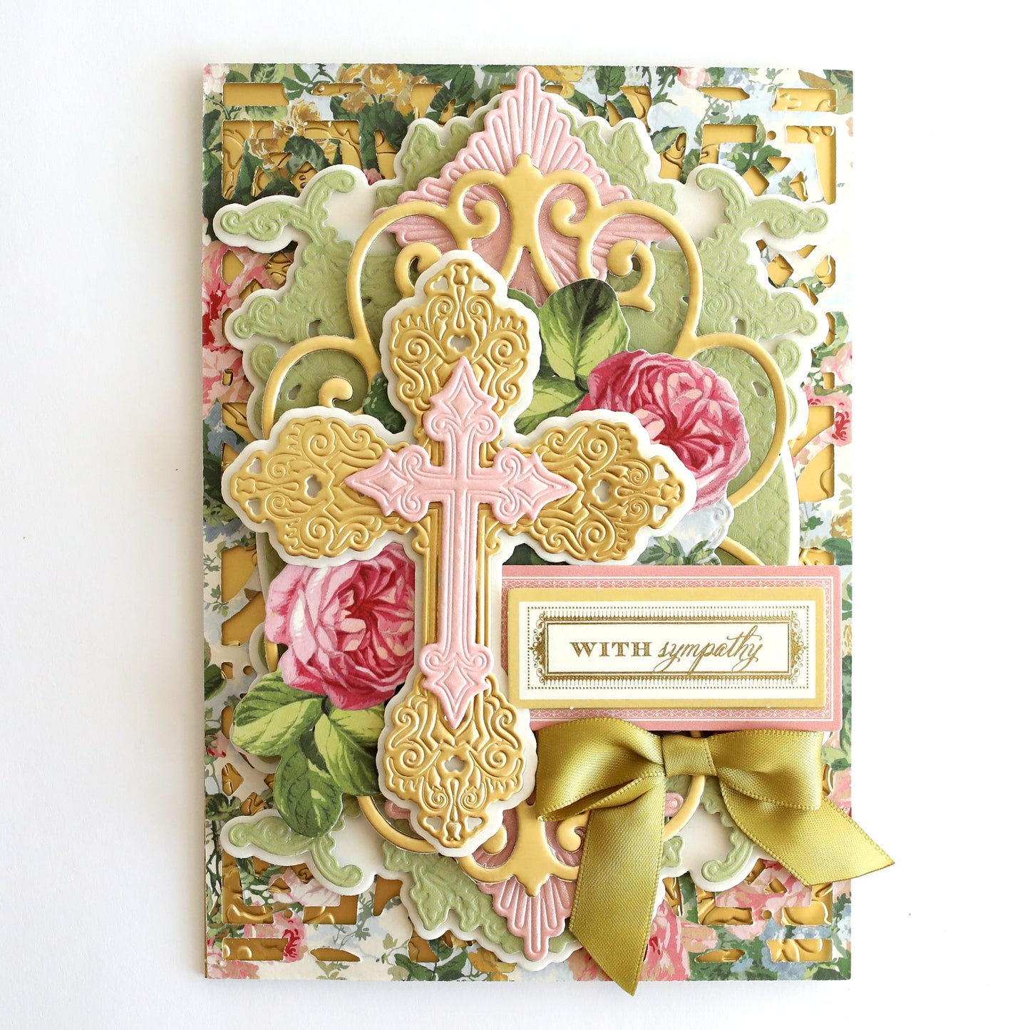 a close up of a card with a cross on it.