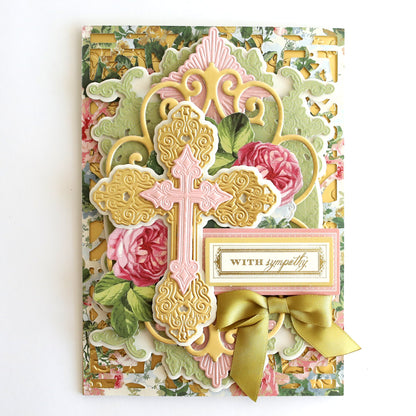 a close up of a card with a cross on it.