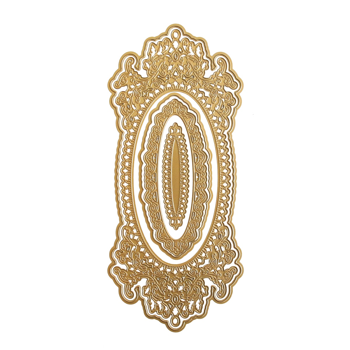 a picture of a gold object on a white background.