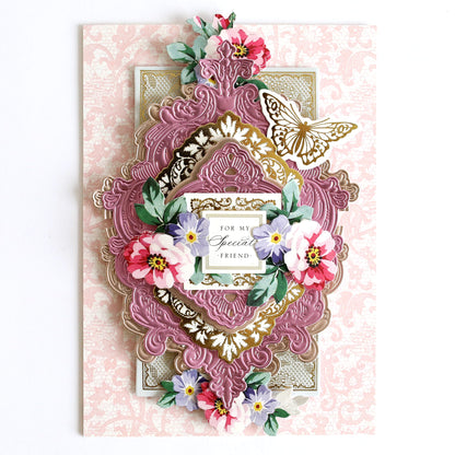 a close up of a card with flowers on it.