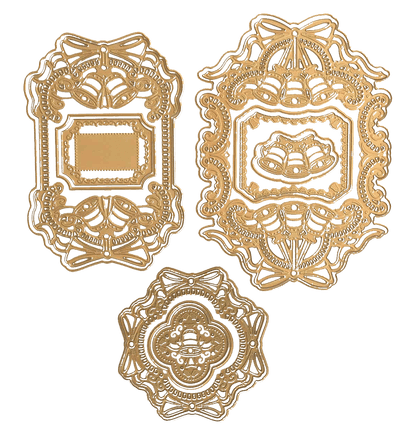 a green background with a gold design on it.