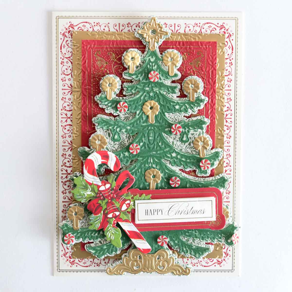 a christmas card with a christmas tree on it.