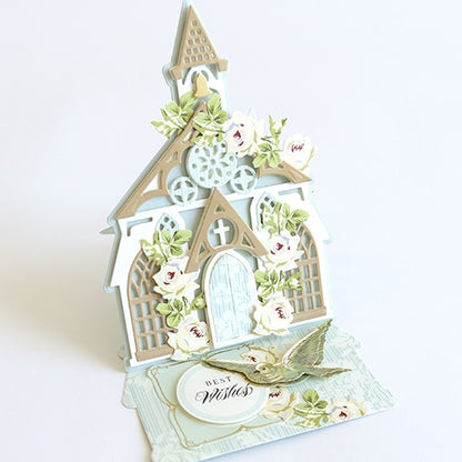 a small card with a church on it.