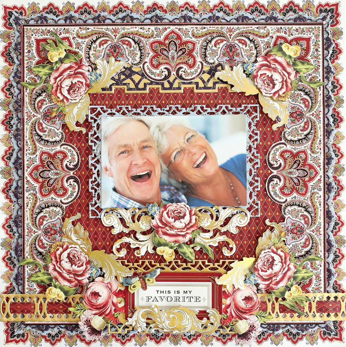 a picture frame with a picture of an elderly couple.
