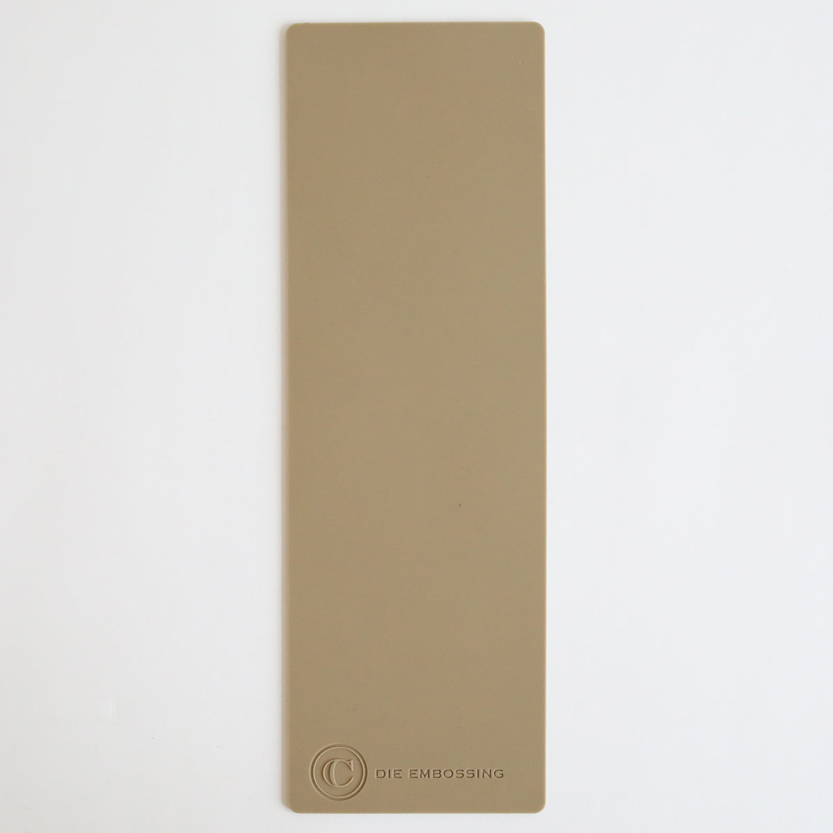 a tan bookmark on a white background.