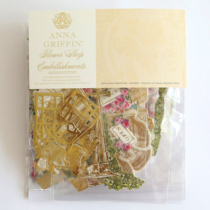 a package of Flower Shop Embellishments with a picture of a city.