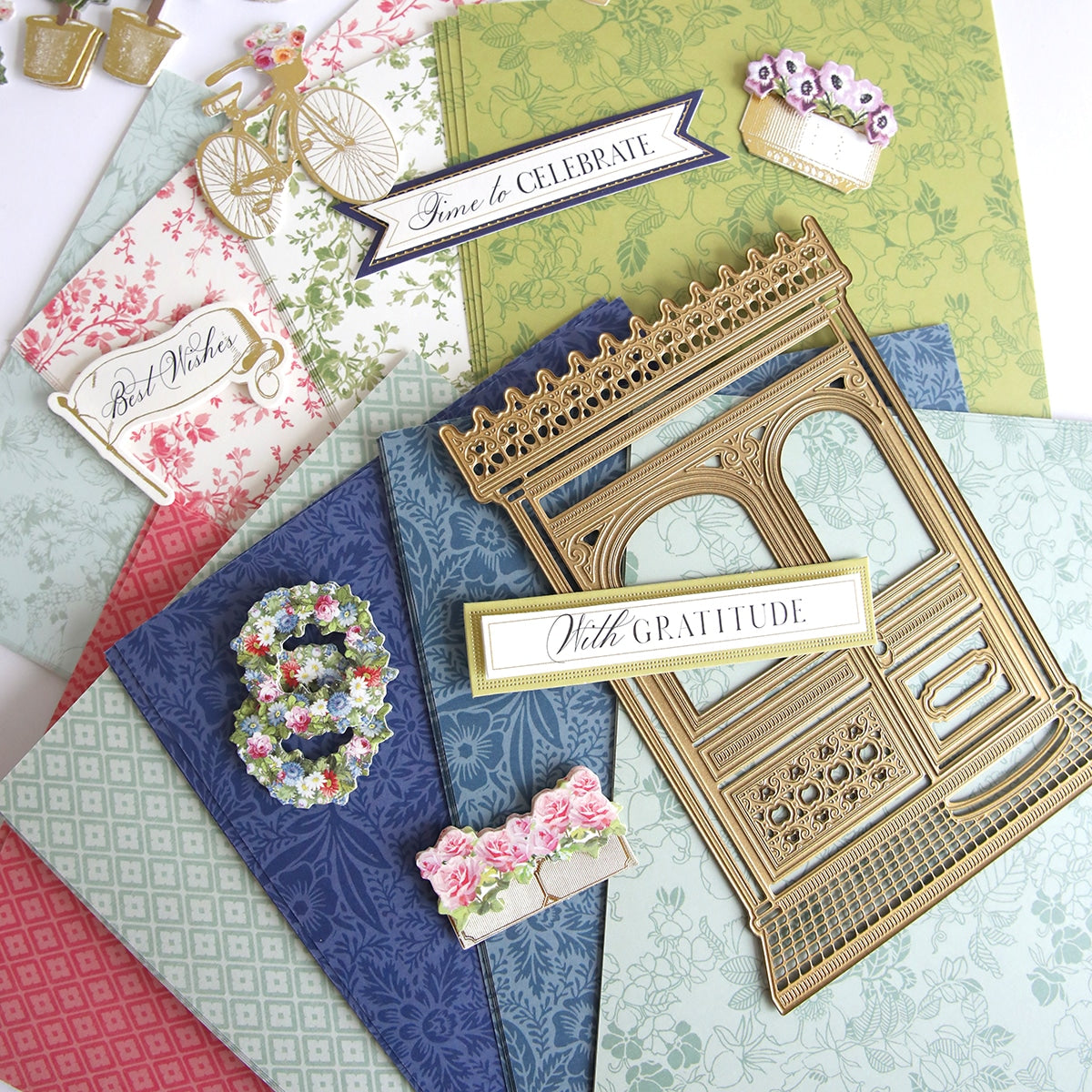 a bunch of Flower Shop Easel Finishing School Kit greeting cards.