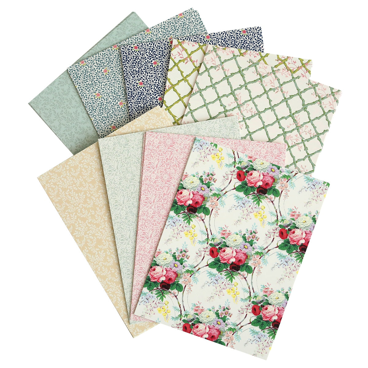 A bunch of Flower Shop Double Sided Cardstock in different colors on a white background.