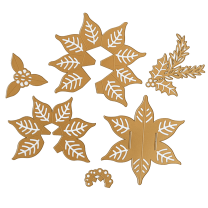 a bunch of cut out leaves on a green background.