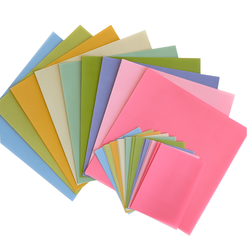 a bunch of different colors of paper.