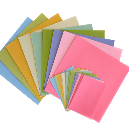 a bunch of different colors of paper.