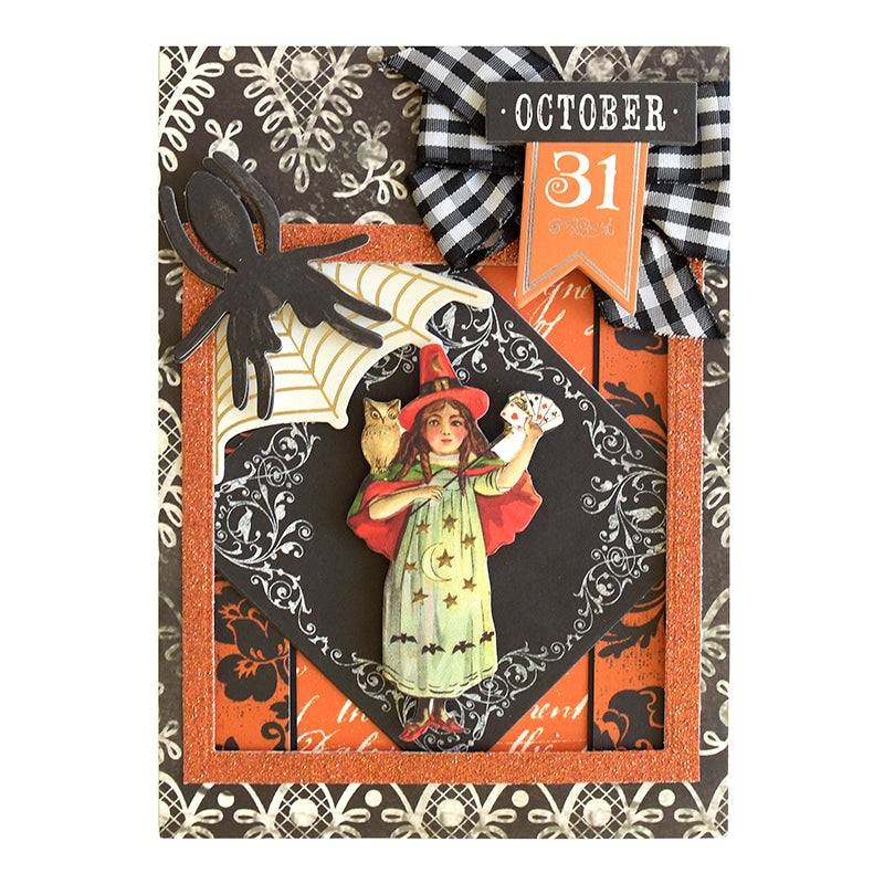 a halloween card with a picture of a witch.