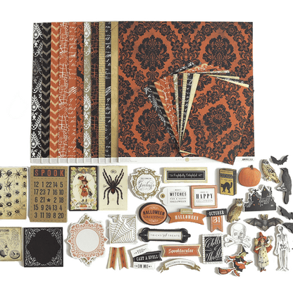Halloween 🎃SCRAPBOOK PAPER 12X12 Coordinated Patterned Pages Set Kit  Retired