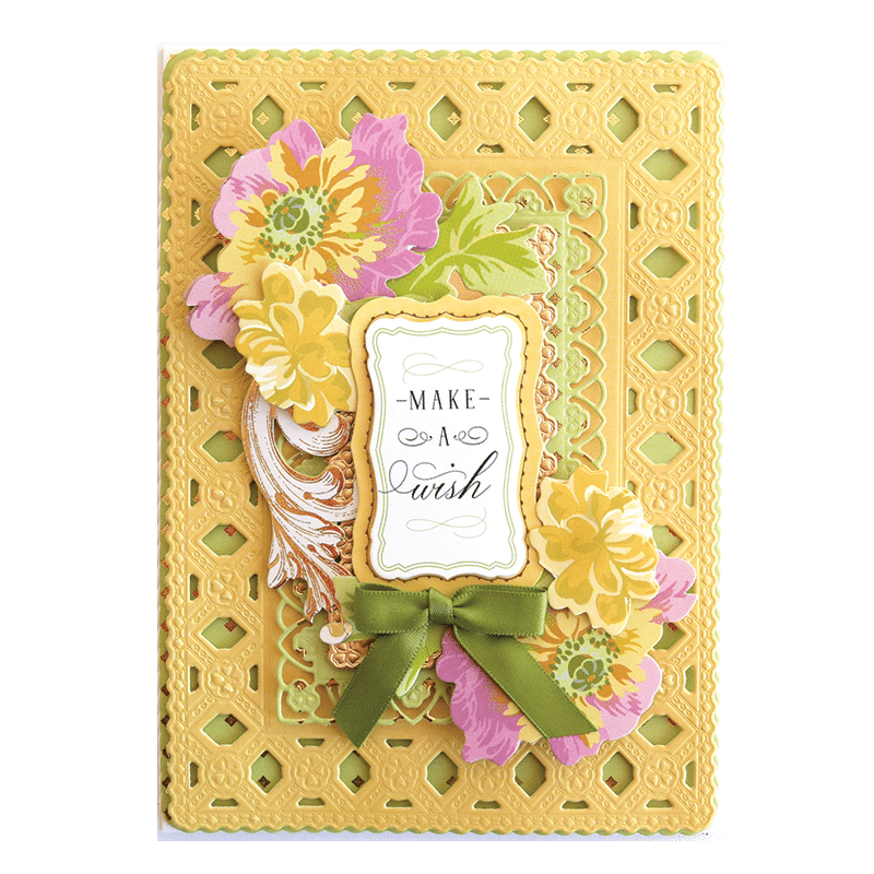 a handmade card with flowers on it.