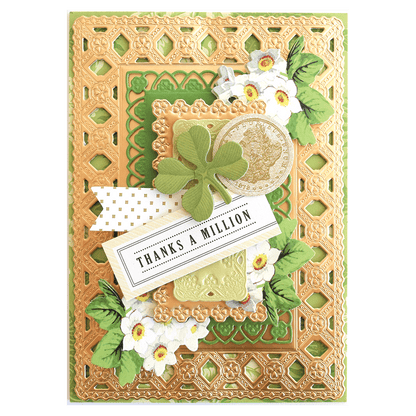 a card with a shamrock and a lemon on it.
