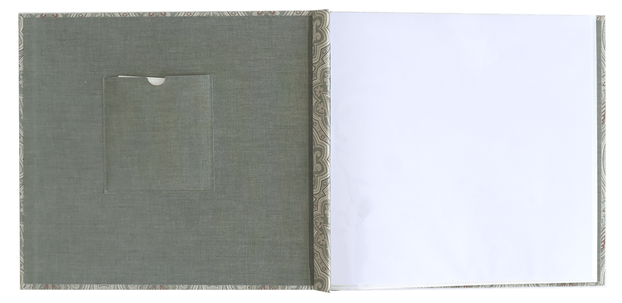 an open book with a white cover on a white background.