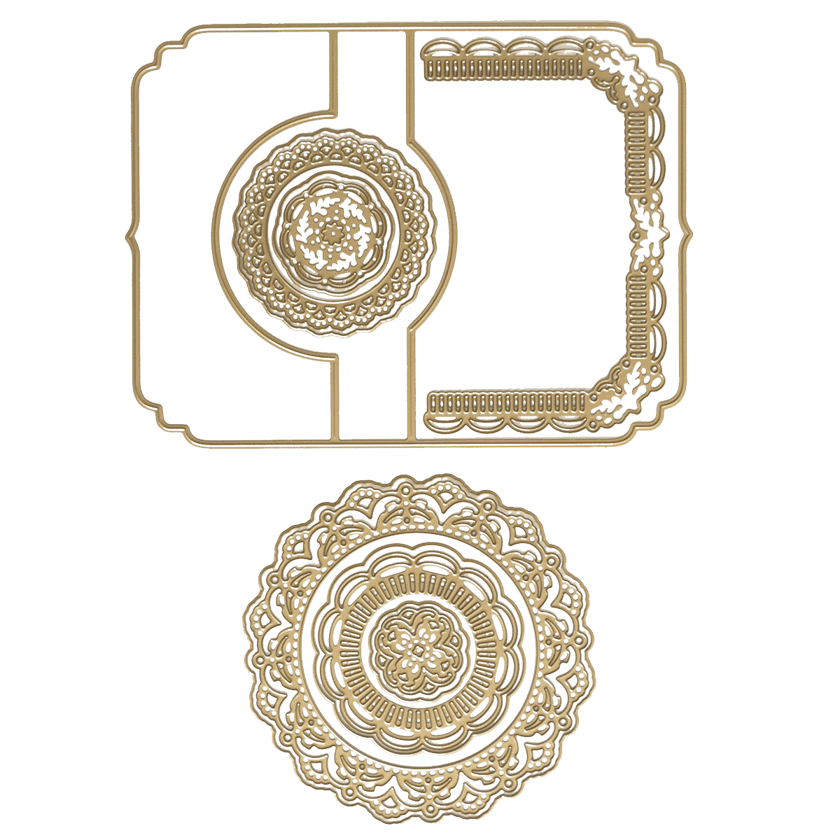 a green background with gold designs on it.