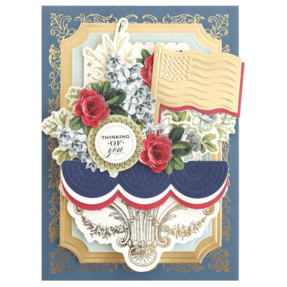a card with flowers and an envelope.