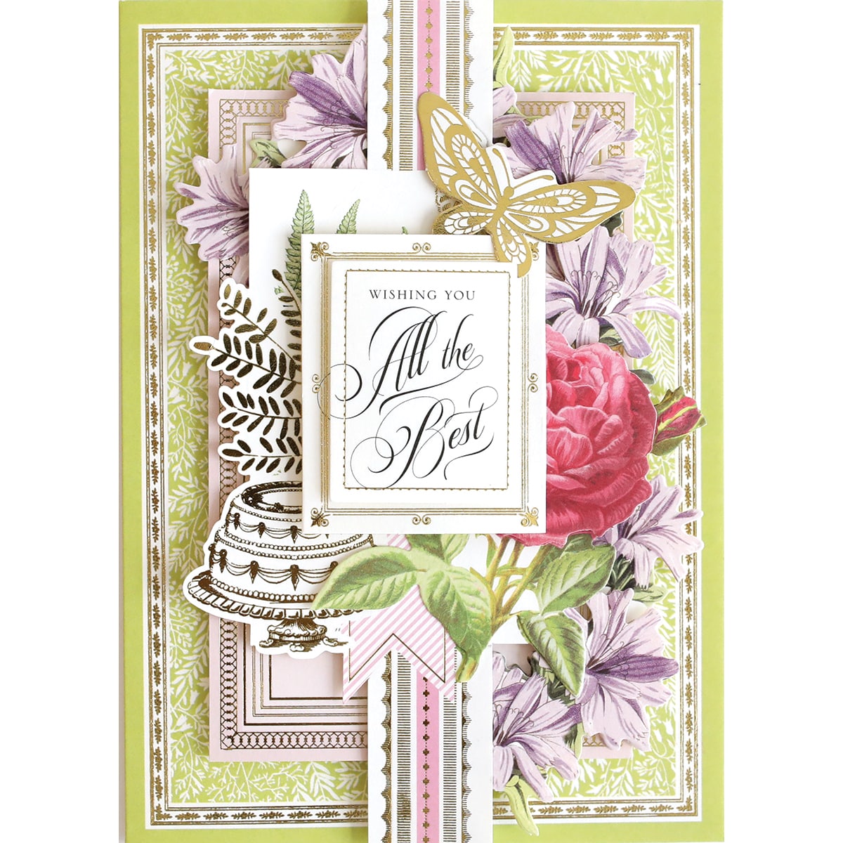 a card with flowers and butterflies on it.