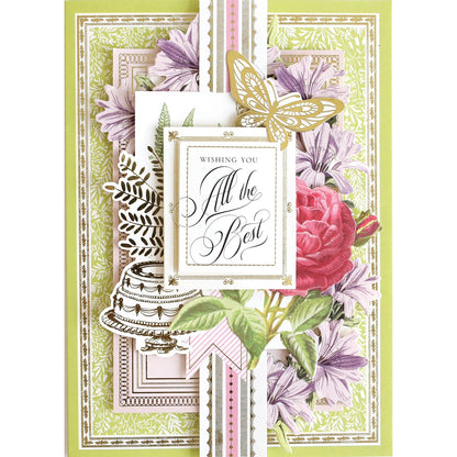 a card with flowers and butterflies on it.