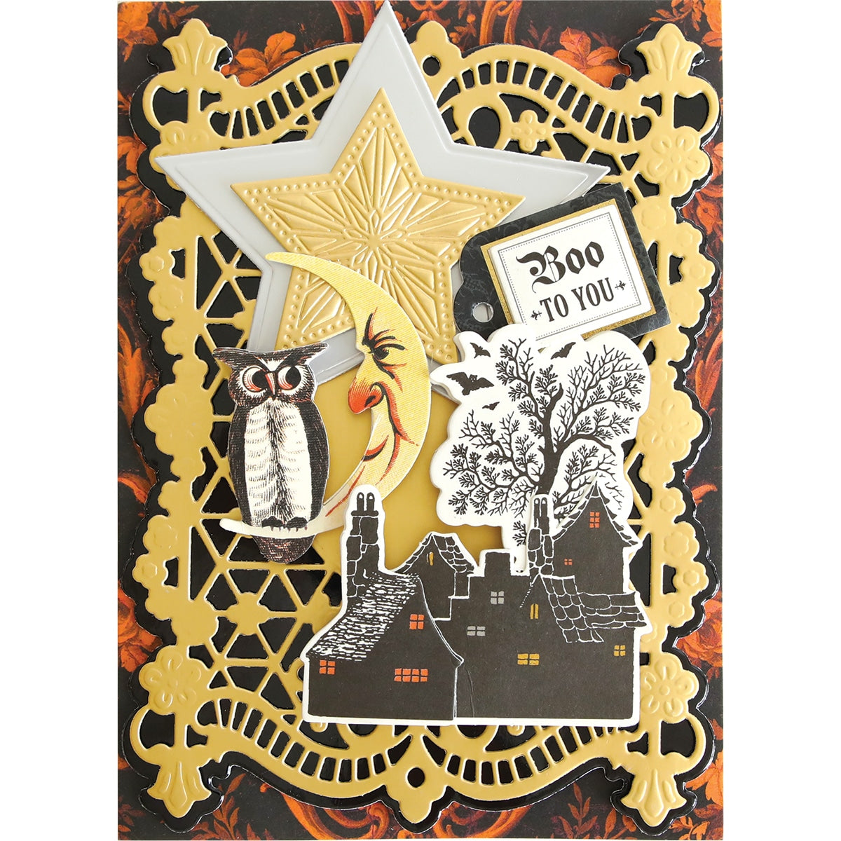 a card with an owl and a star on it.