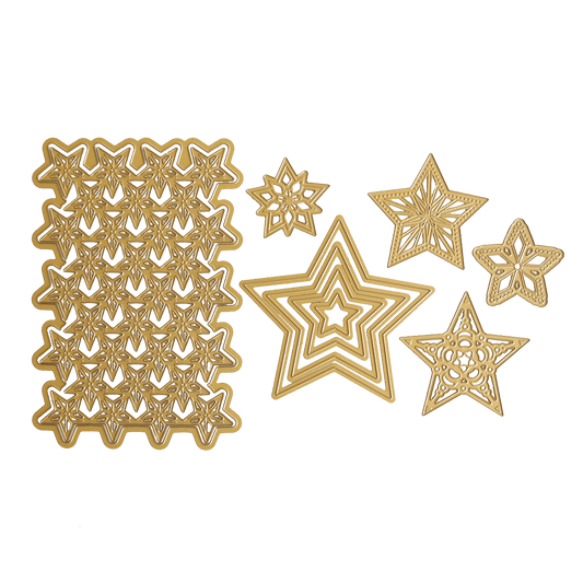 a green background with gold stars on it.