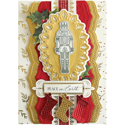 a close up of a card with a christmas decoration.