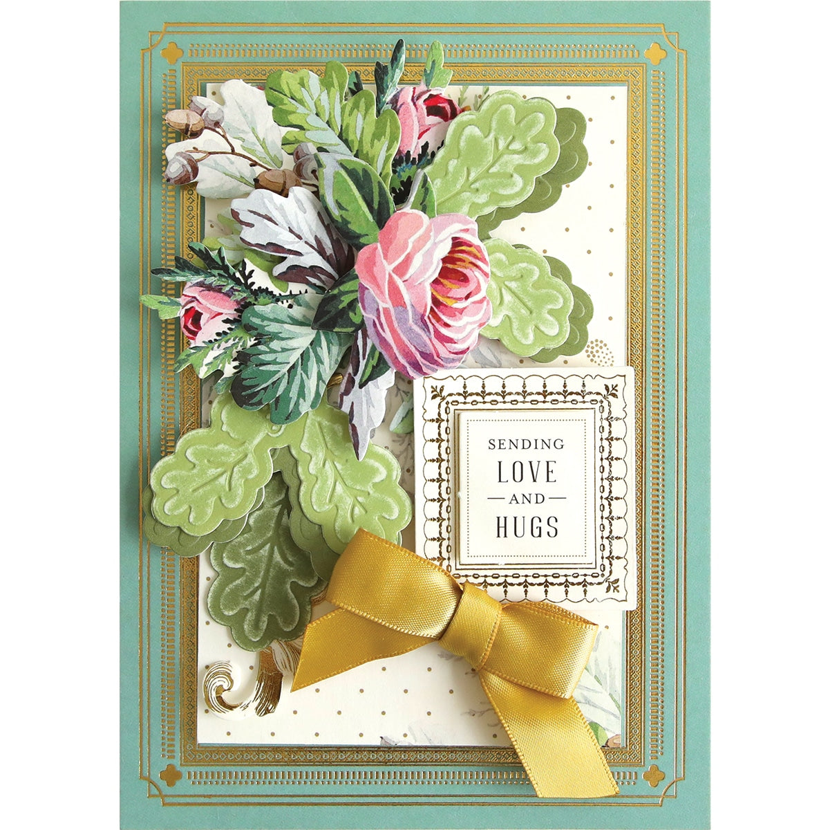 a card with a bouquet of flowers on it.