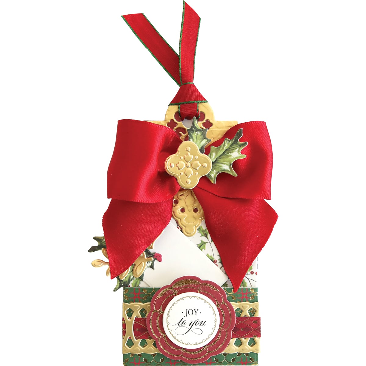 a christmas ornament with a red bow on it.