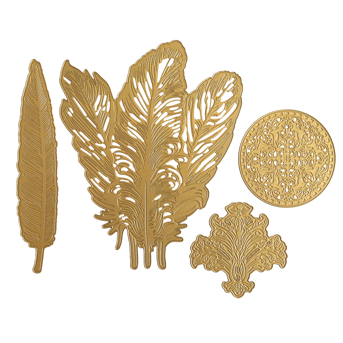 a green background with gold leaf shapes.