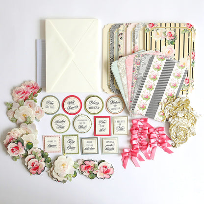 A table topped with lots of Simply Encouragement Card Making Kits.